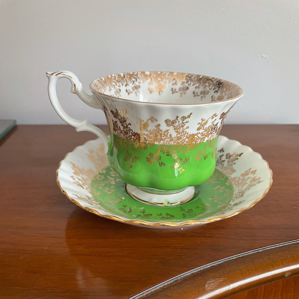 Green Royal Albert Teacup and Saucer